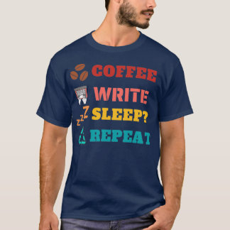 Coffee Write Sleep Repeat Vintage Sunset Colors Tシャツ
