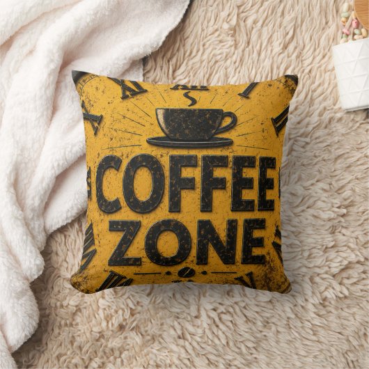 Coffee Zone Rustic Bar Farmhouse Kitchen Decor クッション (ブランケット)