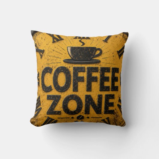 Coffee Zone Rustic Bar Farmhouse Kitchen Decor クッション (正面)