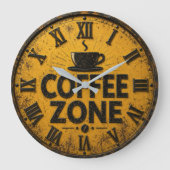 Coffee Zone Rustic Bar Farmhouse Kitchen Decor ラージ壁時計 (正面)
