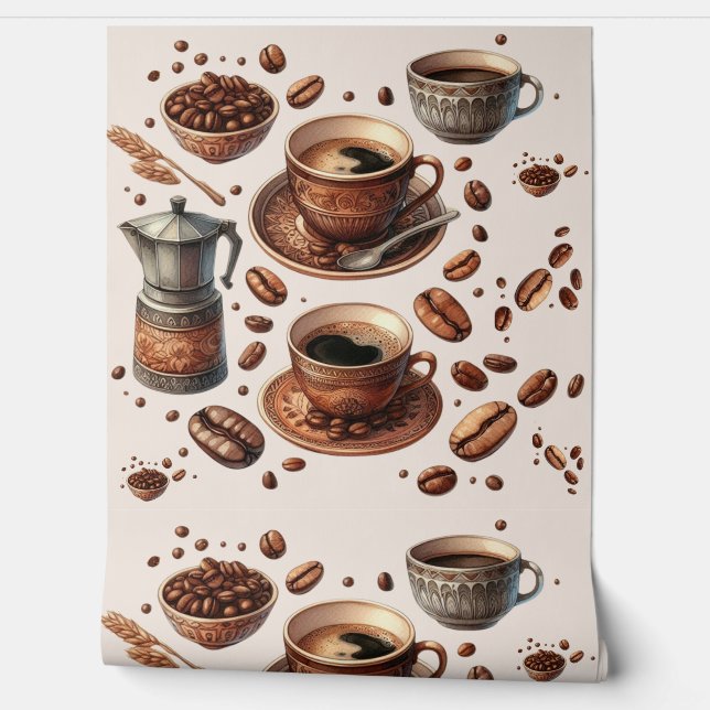 Coffeecore壁紙スティッキーフィーチャ壁キッチン 壁紙 (ほどく)