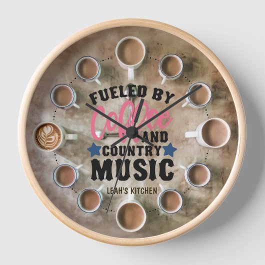 ☕ Coffeecore時計コーヒーミームカントリーミュージック 壁時計 (正面)