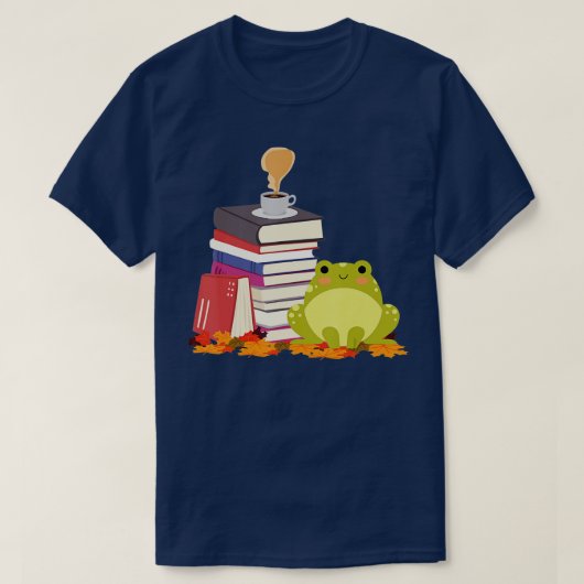 CoffeeLoving Frog's 読 Booksコーヒー愛好家 Tシャツ (デザイン正面)