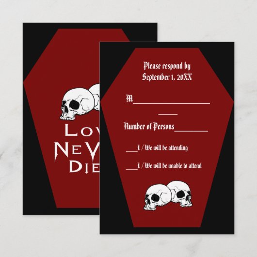 Coffin Ebony III （赤） RSVPカード- LND 出欠カード (正面/裏面)