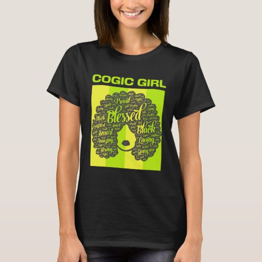 COGIC Girl Christian Woman Afro Tシャツ (正面)