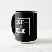 Cogito ergo sum – ラテン語フレーズ – 黒 マグカップ (正面左)