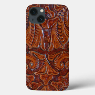 Cognac Brown iPhoneケースに工具付きレザープリント iPhone 13ケース