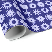 Cogs – パウダーブルーon深いネイビー ラッピングペーパー (ロールコーナー)