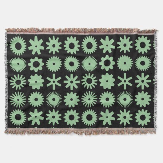 Cogs – 暗い緑（黒） スローブランケット (正面)
