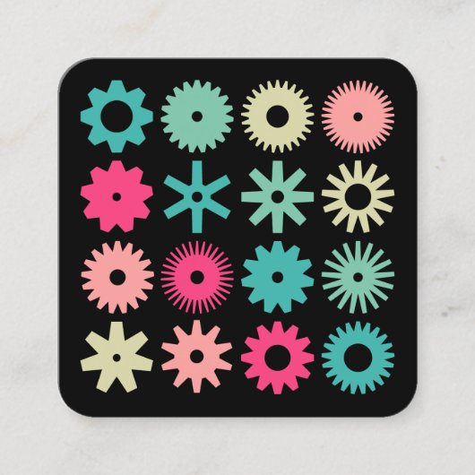 Cogs – 黒の色 スクエア名刺 (正面)