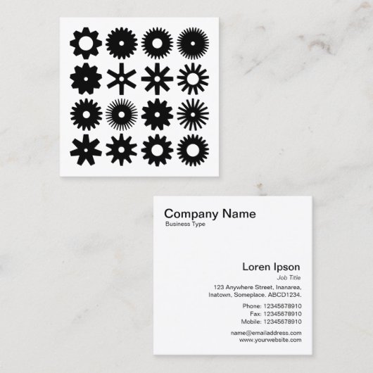 Cogs – 黒オン白 スクエア名刺 (正面/裏面)