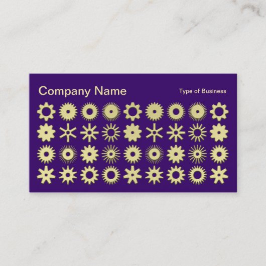 Cogs - 3D金ゴールドカラー、深い紫 名刺 (正面)