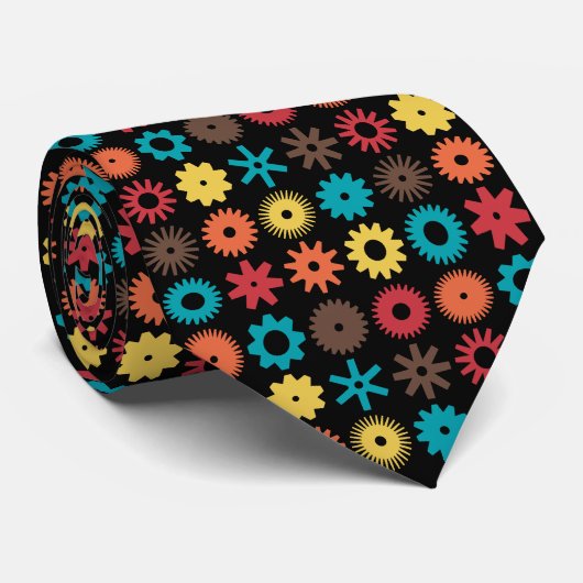 Cogs - Colors 02 on Black ネクタイ (ロール)