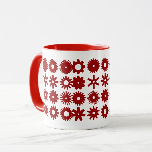 Cogs - Ruby Red on White マグカップ (正面左)