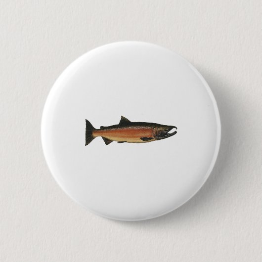 Coho -銀製サケ(段階を産んでいる) 缶バッジ (正面)