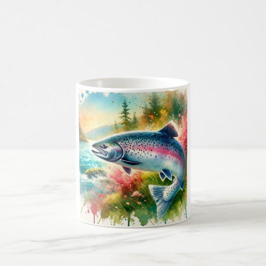 Coho salmon 180724AREF119 - Watercolor コーヒーマグカップ (中央)