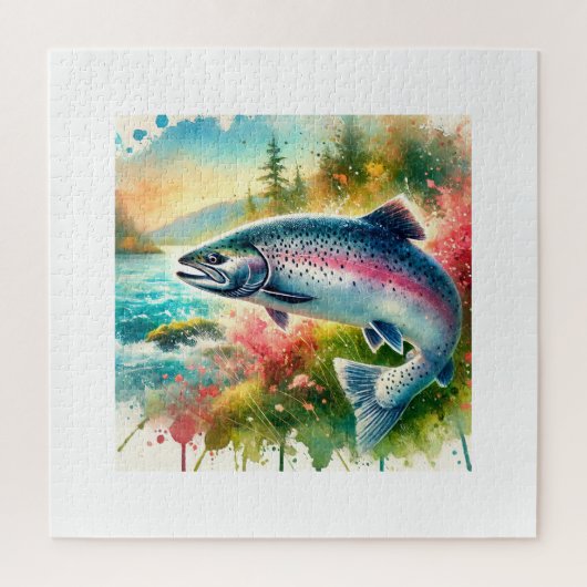 Coho salmon 180724AREF119 - Watercolor ジグソーパズル (縦)