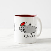 Cohohohoのクリスマスのサケの落書き ツートーンマグカップ (正面右)