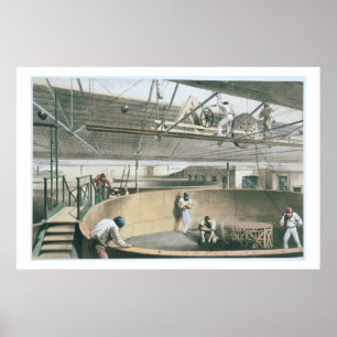 Coiling the telegraph cable in the tanks at the wo ポスター
