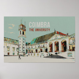 Coimbra元大学イラストレーション，ポルトガル ポスター