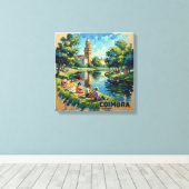 Coimbra Portugal Riverside Charm Stretched Canvas キャンバスプリント (インサイチュ (ウッドフロア))