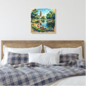 Coimbra Portugal Riverside Charm Stretched Canvas キャンバスプリント (インサイチュ (寝室))