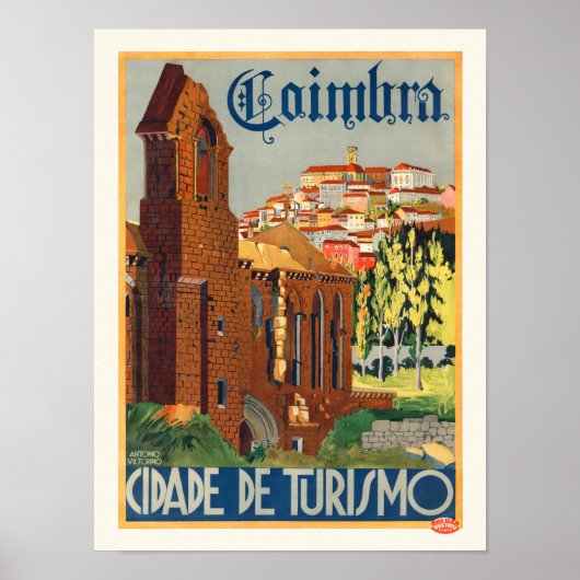 Coimbra Portugal Vintage Poster 1935 ポスター (正面)
