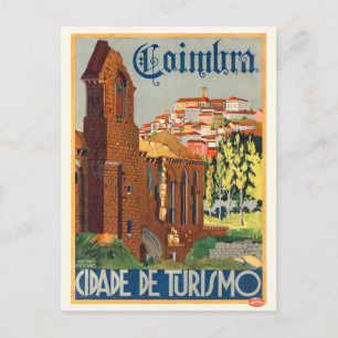 Coimbra Portugal Vintage Poster 1935 ポストカード