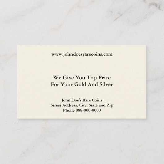 Coin Dealer Business Card 名刺 (裏面)