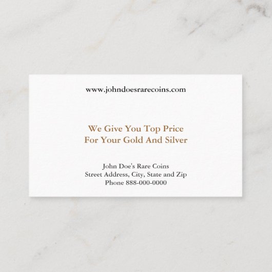 Coin Dealer Business Card 名刺 (裏面)