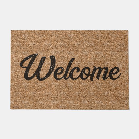 Coirテクスチャシンプルヴィンテージブラウンウェルカムフォーマット ドアマット (正面)