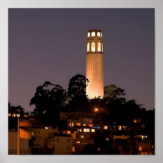 Coit Tower at Night ポスター (正面)