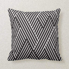 Cojín Almohada Líneas Cruzadas Negro クッション