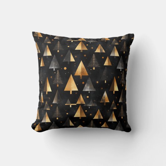 Cojín Black and Gold Trees Decorative Modern クッション (正面)