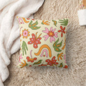 Cojín Boho Psicodélico con Mariposas, Flores y Arc クッション (ブランケット)