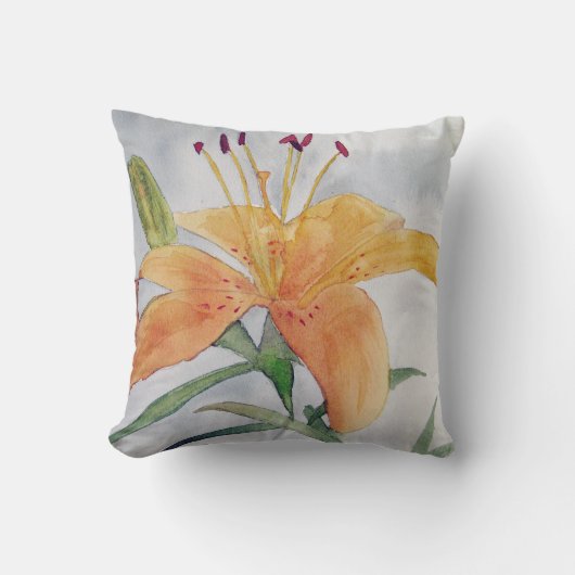 Cojín con acuarela de  lirio naranja クッション (正面)