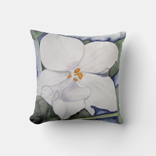 Cojín con acuarela de violeta africana クッション (正面)