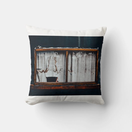 Cojín con decoración de ventana abandonada クッション (正面)