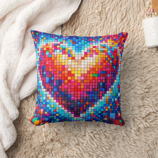 Cojin corazón pixel  クッション (ブランケット)