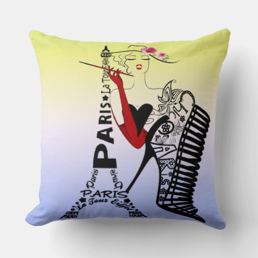 Cojín de la Torre Eiffel con zapatos de tacón クッション (正面)