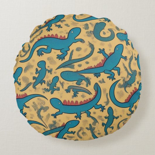Cojín Decorativo con Diseño de Lagartijas ラウンドクッション (正面)