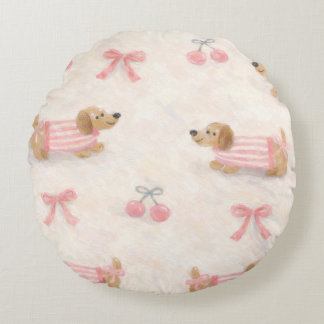 Cojín Decorativo con Patrón de Perritos Salchicha ラウンドクッション