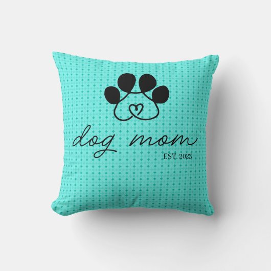 Cojín dog mom customizable mint green クッション (正面)