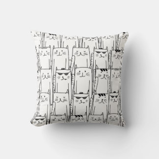 Cojín Gatos Minimalistas en Blanco y Negro – Patró クッション