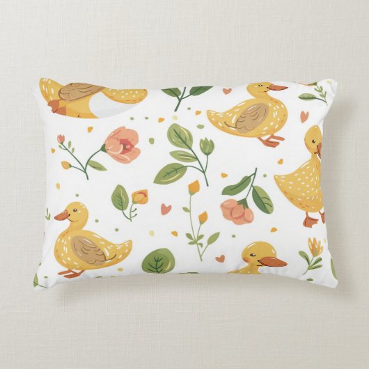 Cojín infantil con patitos y flores アクセントクッション (正面)