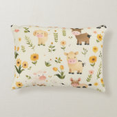 Cojín infantil de granja con animalitos y flores アクセントクッション (裏面)