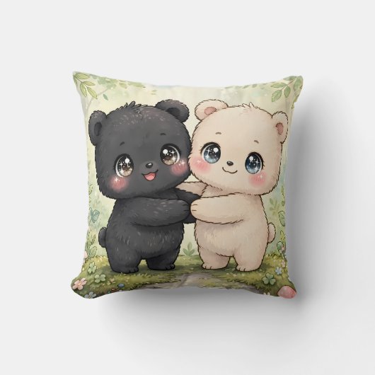 Cojín kawaii decorativo de dos ositos クッション (正面)