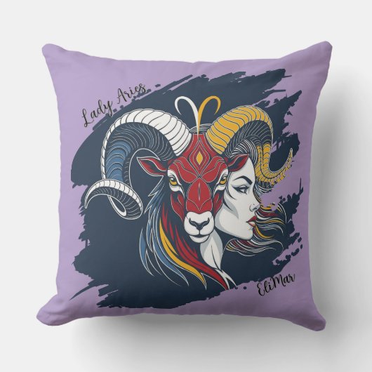 Cojín Lady Aries - Mujer Zodíaco Carnero  クッション (正面)
