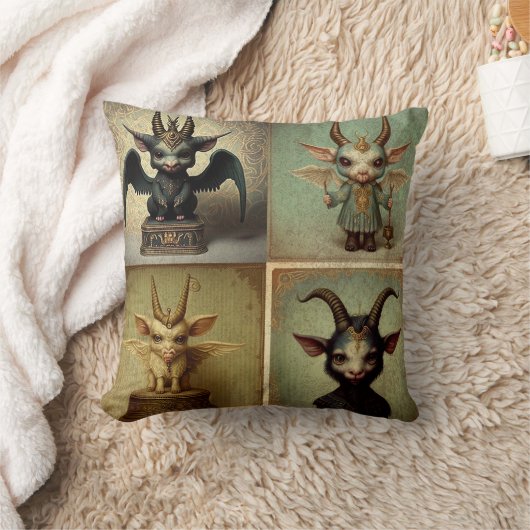 Cojín negro satánico goth underground baphomet.  クッション (ブランケット)