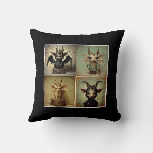 Cojín negro satánico goth underground baphomet. クッション (裏面)